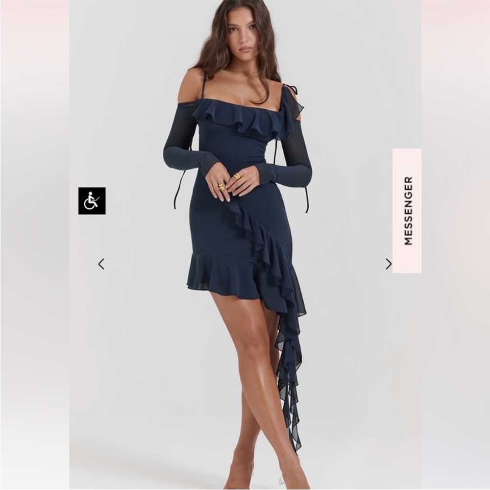 Elegant Navy Ruffle Dress